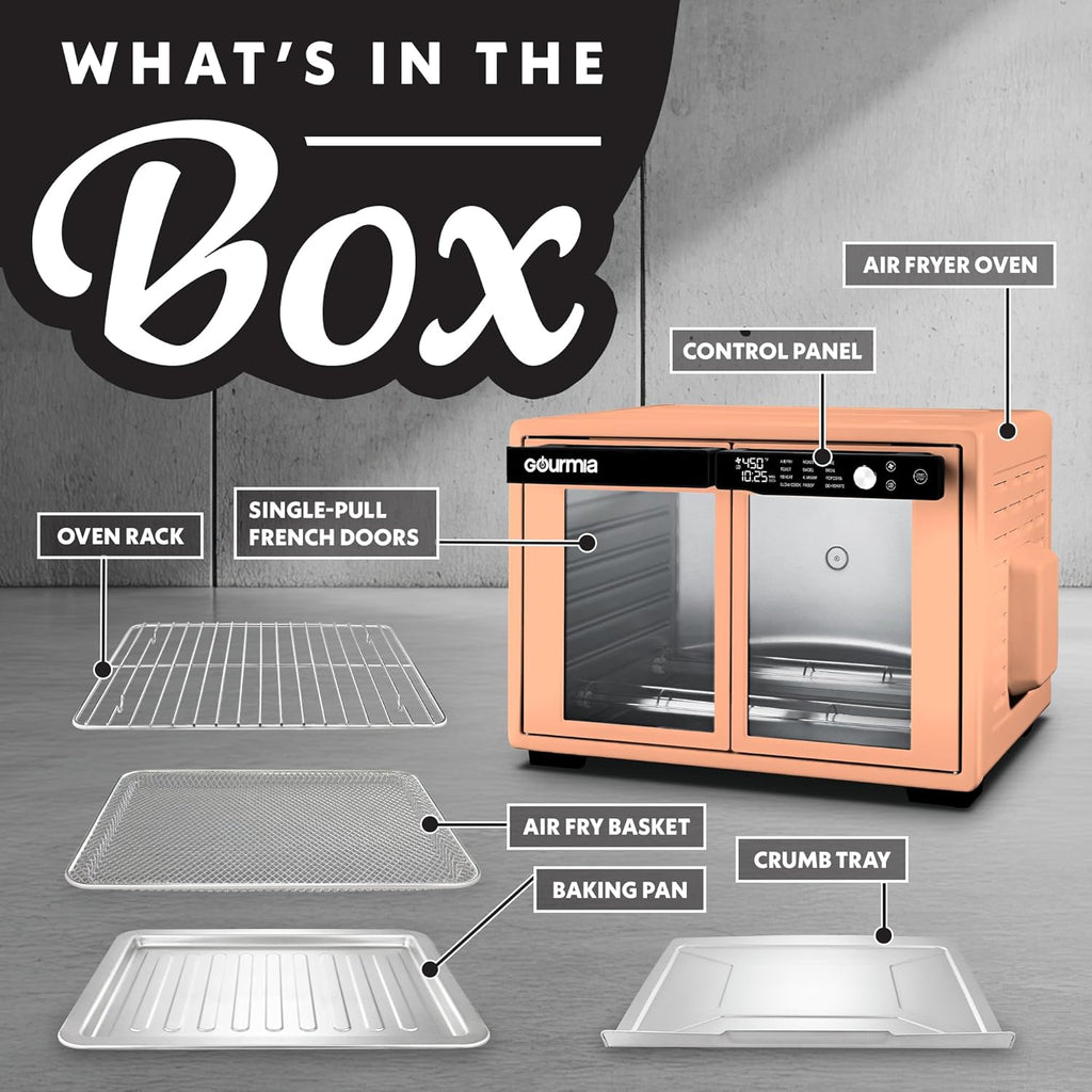 French Door Air Fryer Oven - 37 Qt Large Capacity Convection Toaster Oven, FryForce 360°, Digital Display, 12 Cooking