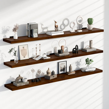 Floating Shelf 55in 3-Pack No Visible Holes, Walnut