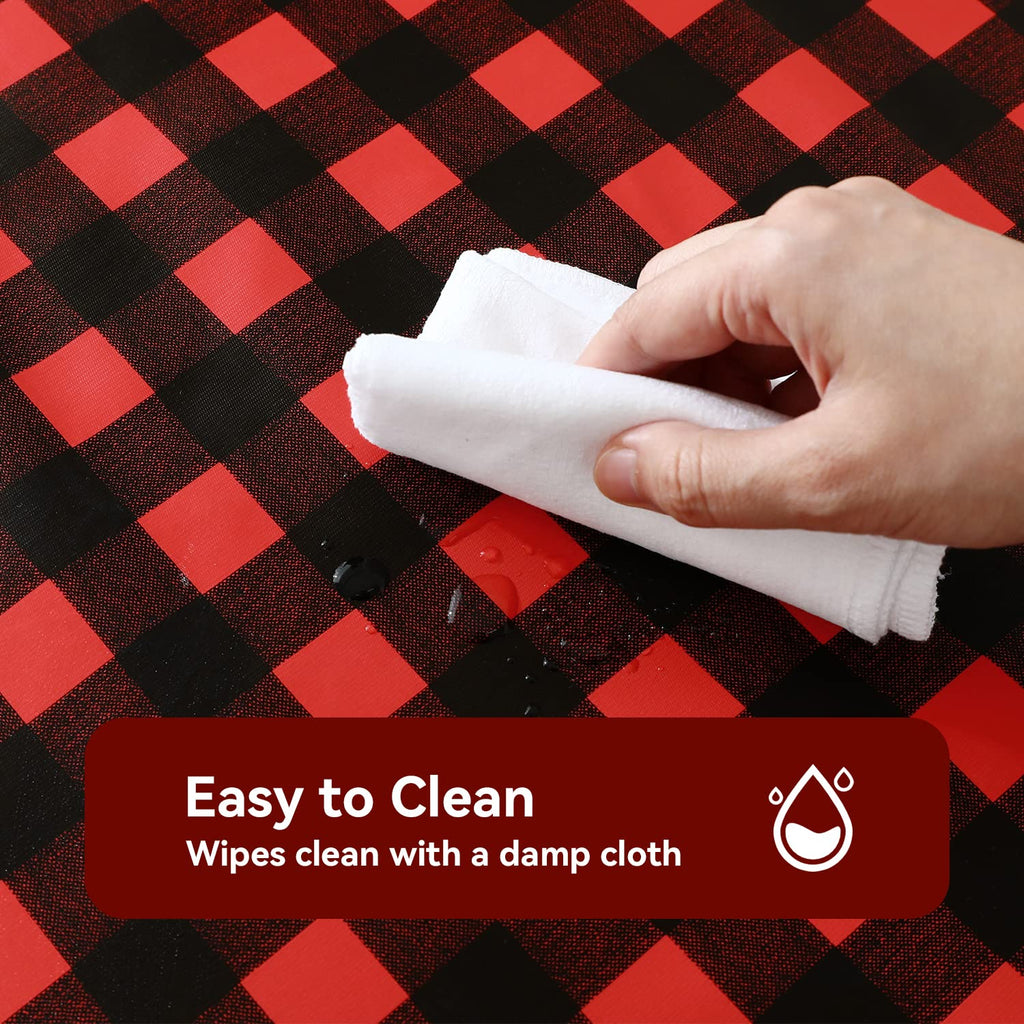Gingham Vinyl Tablecloth, Rectangle 52 x 70, Black and Red