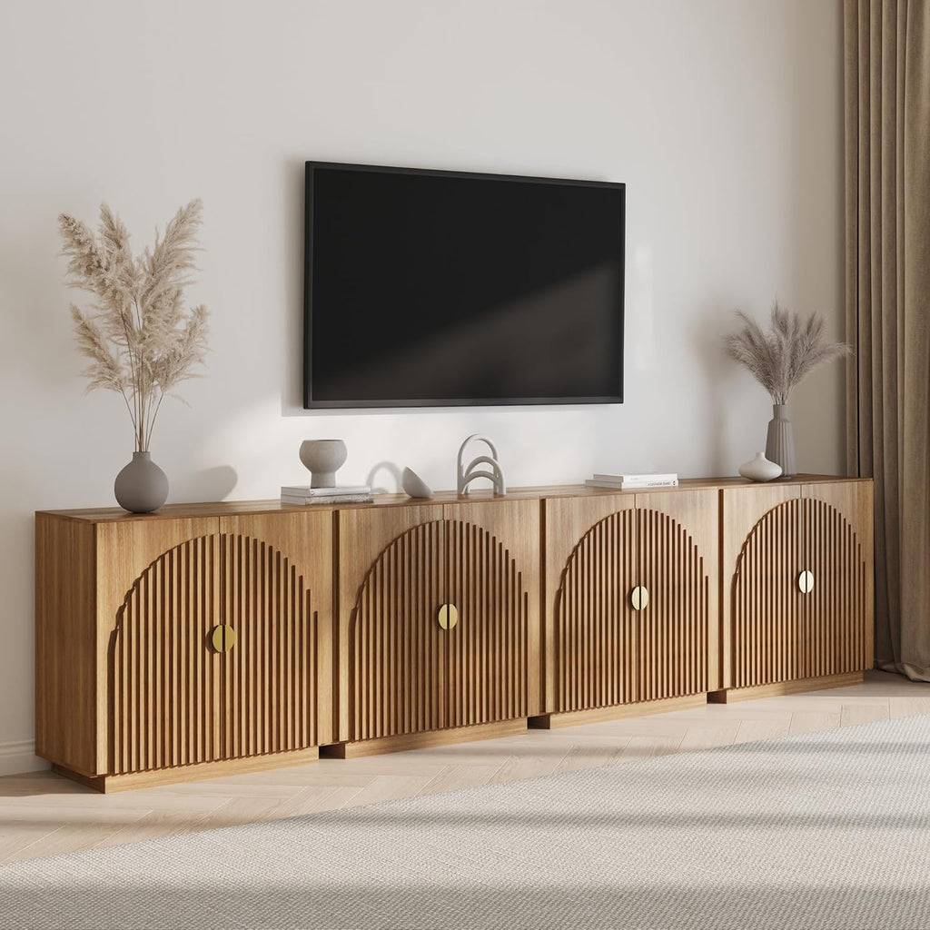 Set of 2 Modular Fluted Sideboard Buffet Cabinet with Storage