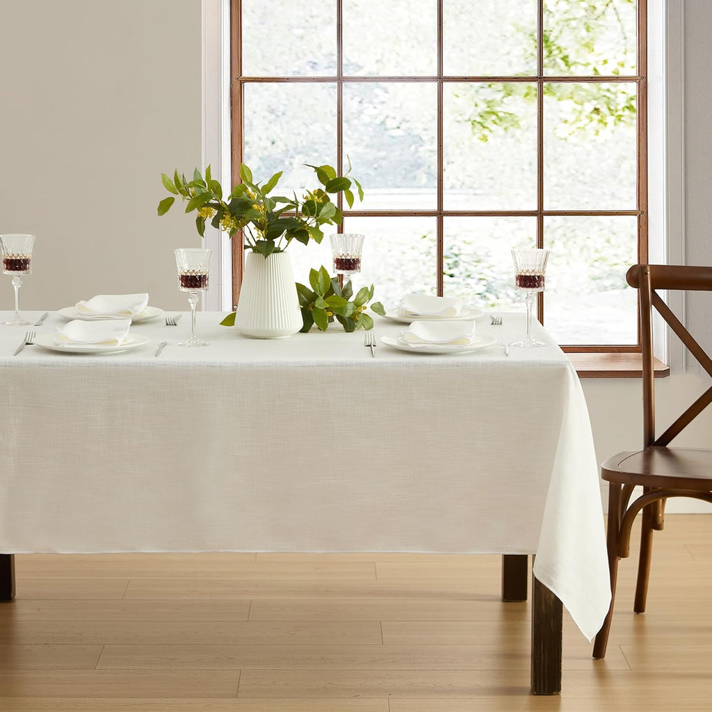 Home Fashions Villeroy & Boch Classic Embroidered Border Tablecloth - Elegant Table Cover for Dining