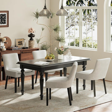 Dining Chairs Set of 4, Upholstered Corduroy Dining Room Chair with Wood Legs, Mid-Back Padded Kitchen Side Chairs