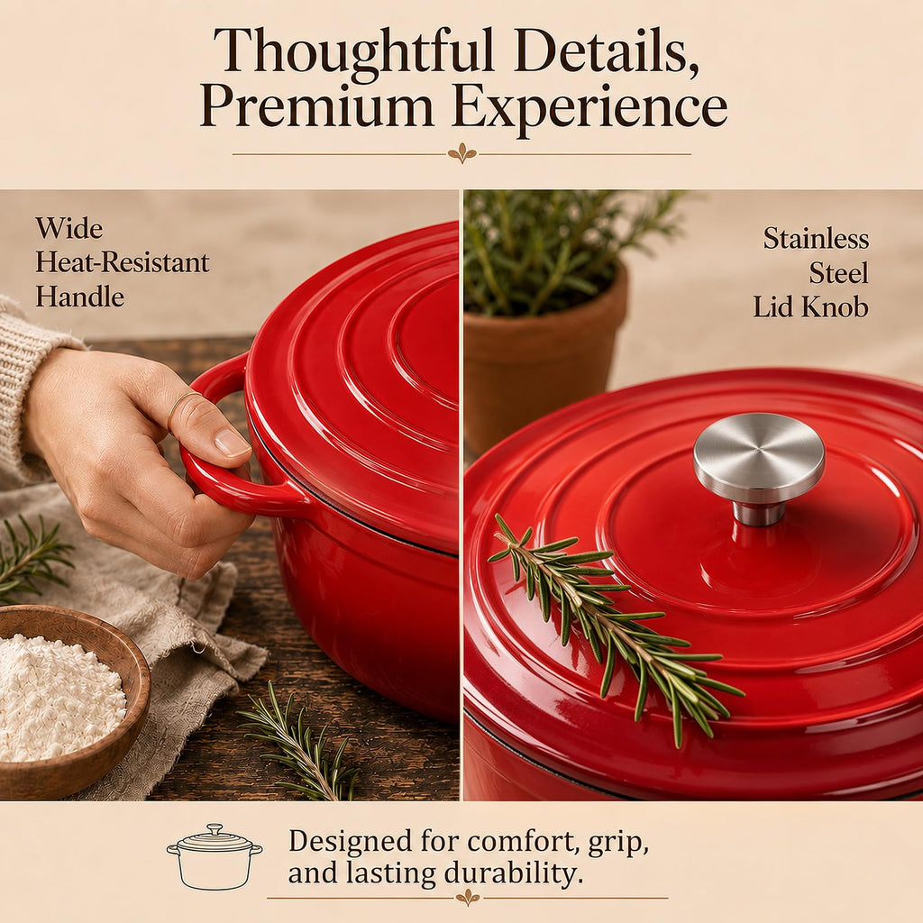 5-Piece Enameled Cast Iron Cookware Set with Lids