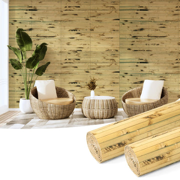 12 x 96 in Pole Wrap Natural Bamboo Wall Panel, 2-Pack, Light Burned