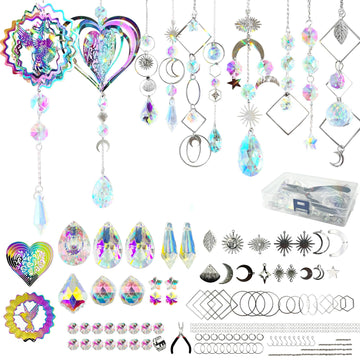 Crystal Suncatcher Kit with 3D Wind Spinners, DIY Suncatcher Kits for Adults, Rainbow Window Prism Hanging