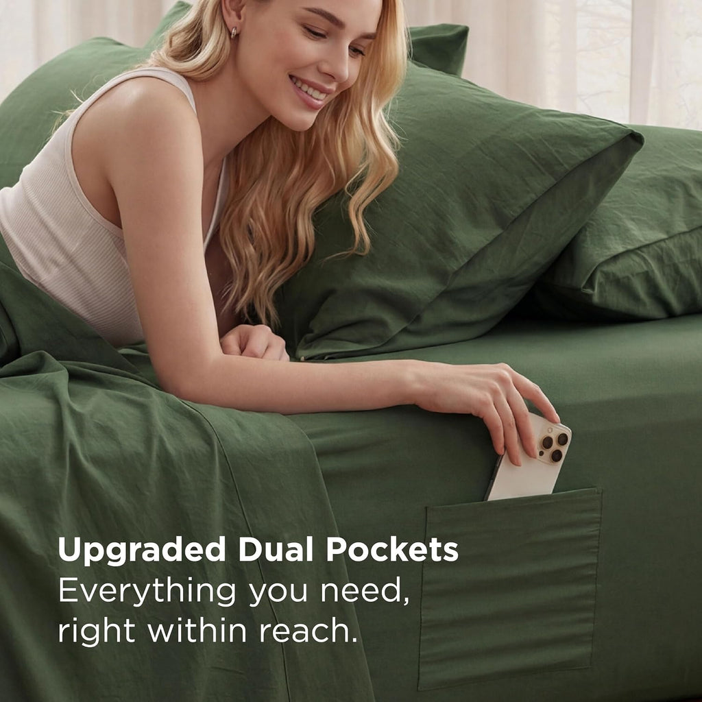 Deep Pocket Queen Sheets, 6 Piece, Prewashed Ultra-Soft, 18-inch