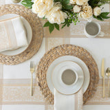 Heavyweight Jacquard Fabric Table Cloth with Gold Metallic Accents, Décor for Everyday, Parties, Hol