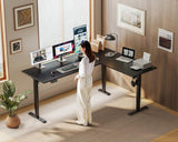 63 Inch Reversible L Shaped Electric Standing Desk, Height Adjustable Corner Stand up Desk
