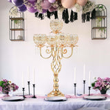 Elegant 5-Arm Candelabra Centerpiece with Crystal Pendants - 23.6 Inch Tall Table Centerpiece for Weddings, Parties