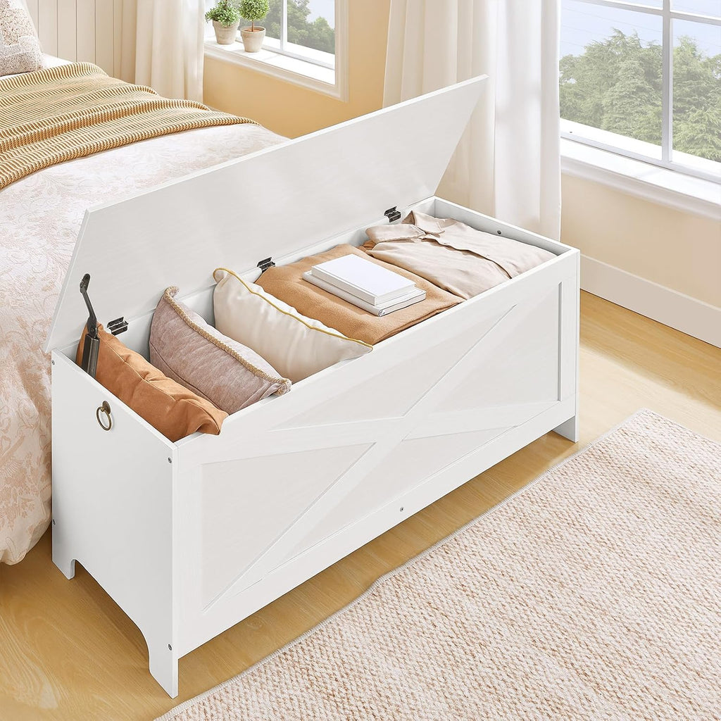 47.2" Storage Chest with Lid, Entryway Storage Bench with Safety Hinges, Large Toy Box , Sturdy Toy Storage