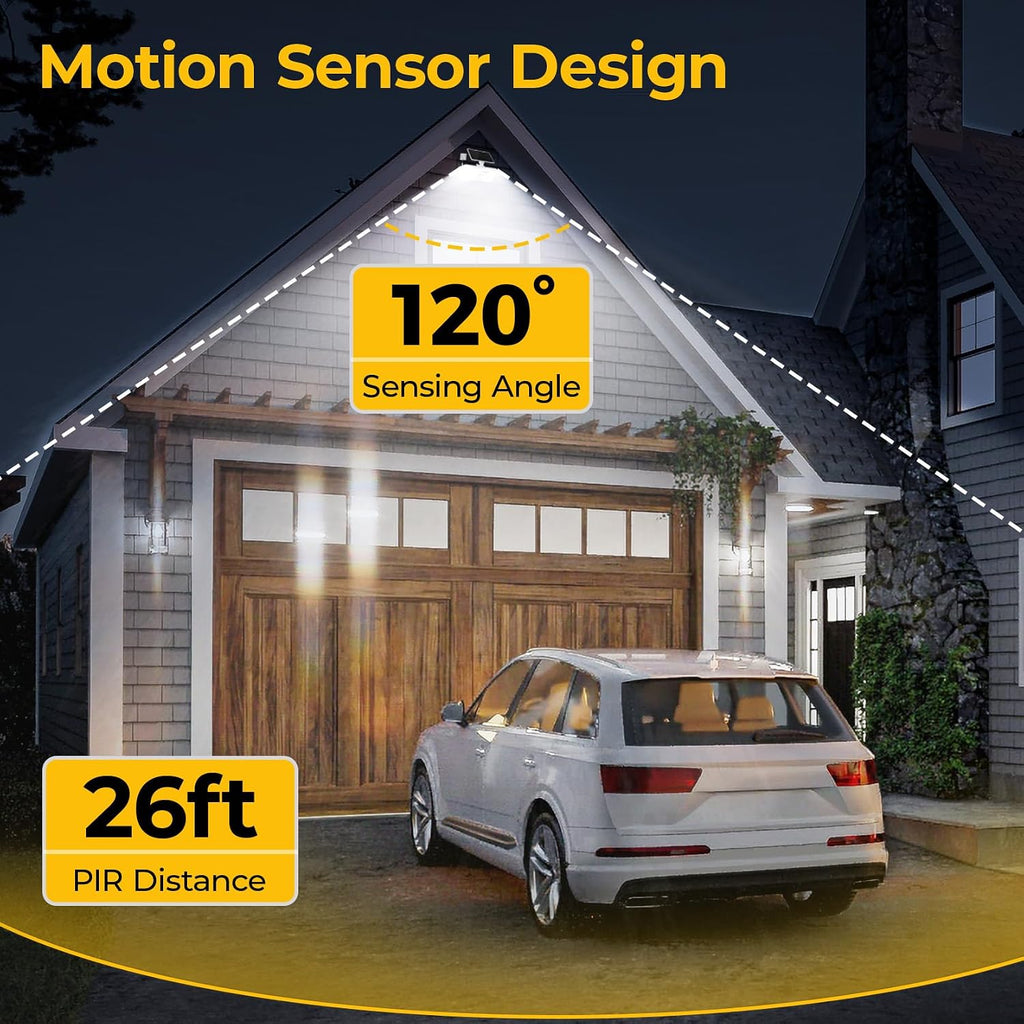 Split-Design Solar Motion Sensor Security Lights Outdoor, 2 Pack | IP65 Waterproof Solar Outdoor Wall Light, With