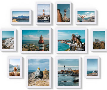 12 Pack Picture Frames Collage Wall Decor, White | Gallery Wall Frame Set: 4pcs 8x10, 4pcs 5x7 & 4pcs 4x6 Photos for