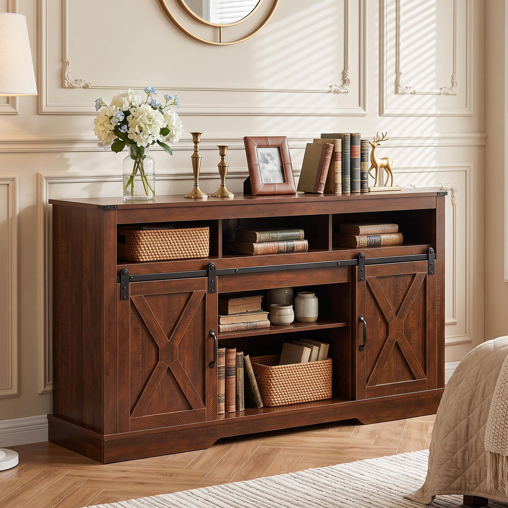Farmhouse 34" Tall TV Stand for 65+ Inch TV