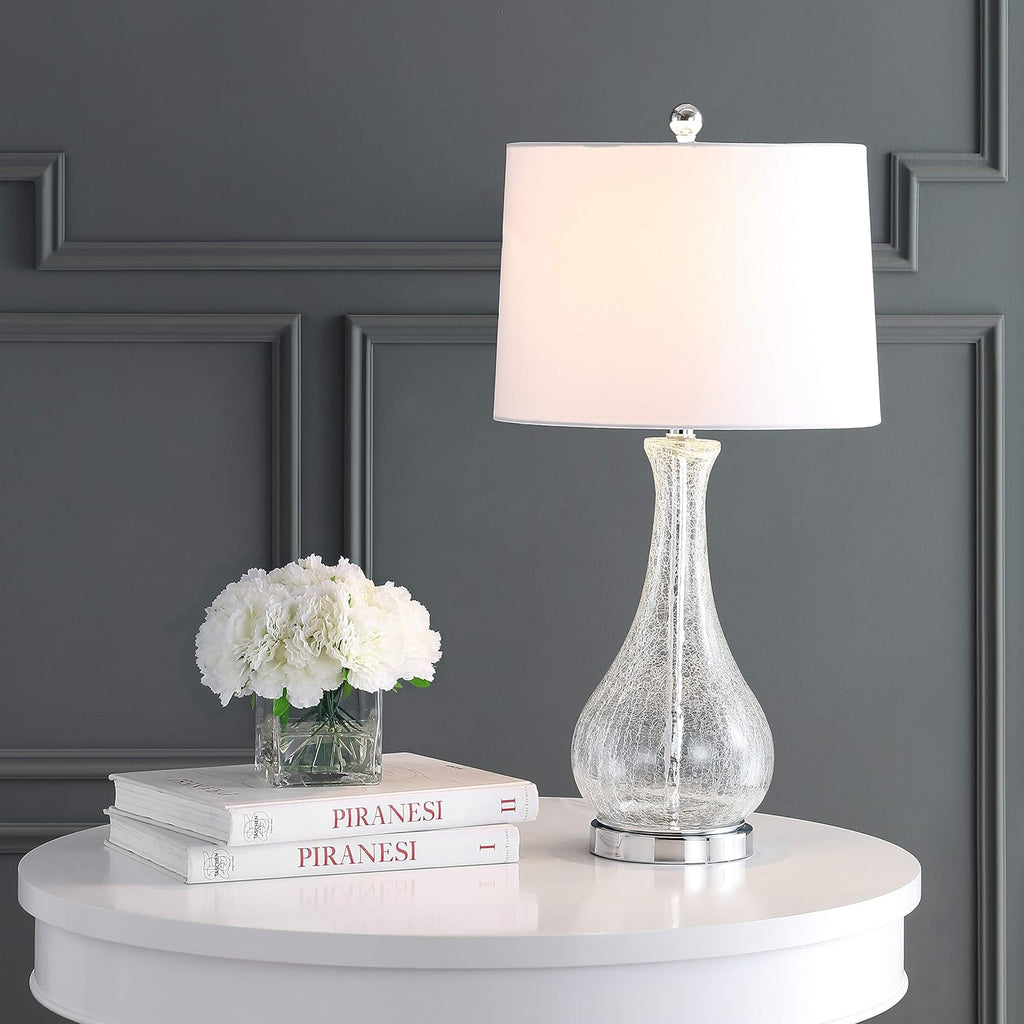 Finnley Modern Clear Glass 28-Inch Table Lamp, LED Bulb Included