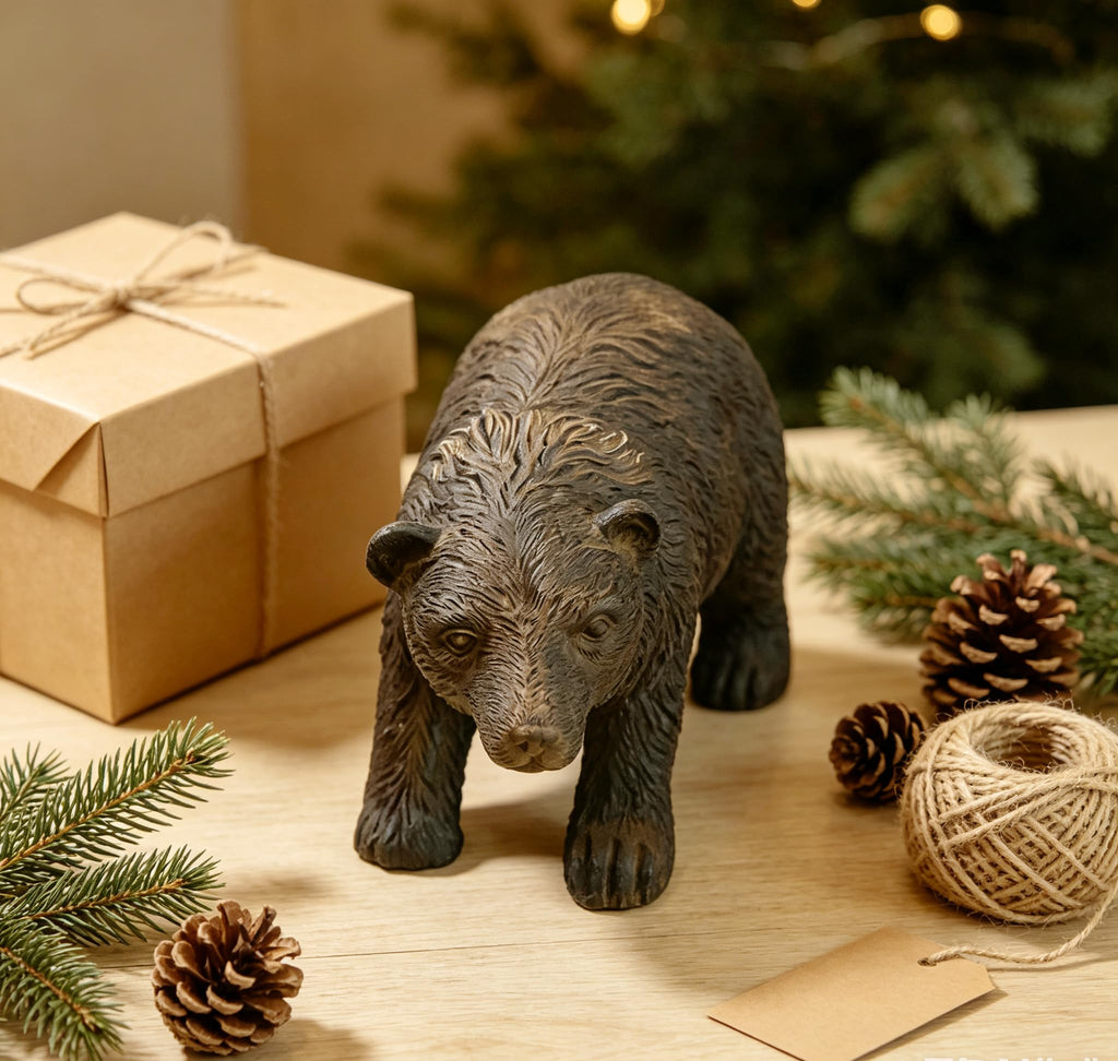 Rustic Bear Statue Shelf Decor