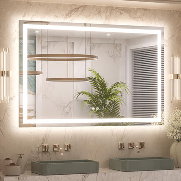 48x30 Inch LED Bathroom Mirror with Lights, Frontlit & Backlit