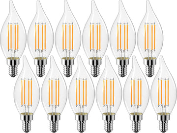 Dimmable E12 Candelabra LED Light Bulbs 60 watt Equivalent, 2700K Warm White Chandelier Candle Bulb, 6W 650 Lumen