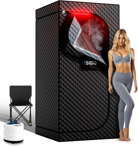 Portable Infrared Steam Sauna with 660nm Red Light Therapy & 850nm Infrared Light Device, 3L 1300W Steamer, Folding Chair, Personal Sauna Box Sauna Tent Home Sauna A129-B0F9VX6Y19