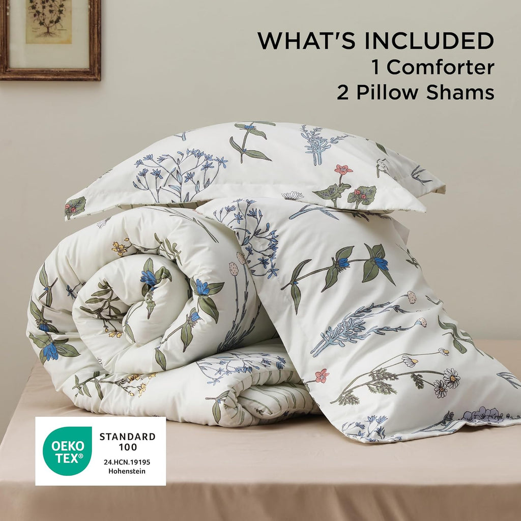 Comforter Set - Cute Floral Bedding Comforter Set, 3 Pieces