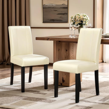 Dining Chairs Set of 2, Faux Leather Dining Room Chairs, High Back Upholstered Parsons Chairs for Dining Room Kitchen