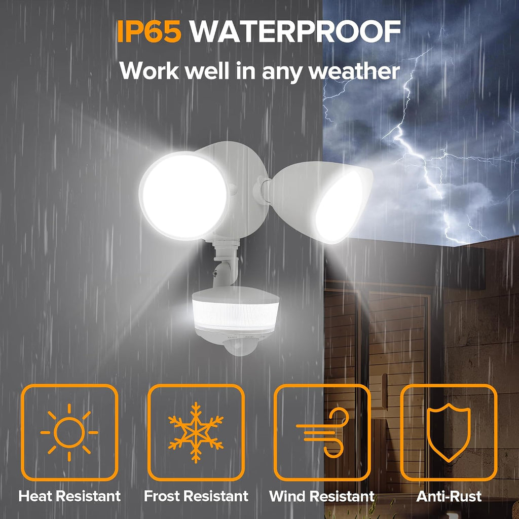 34W 3000 Lumen Motion Sensor Outdoor Lights, 5000K Daylight, IP65 Waterproof Flood Lights Outdoor with Night Light