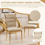 Velvet Dining Chairs Set of 6 with Gold Metal Legs, Modern Upholstered Kitchen Chairs