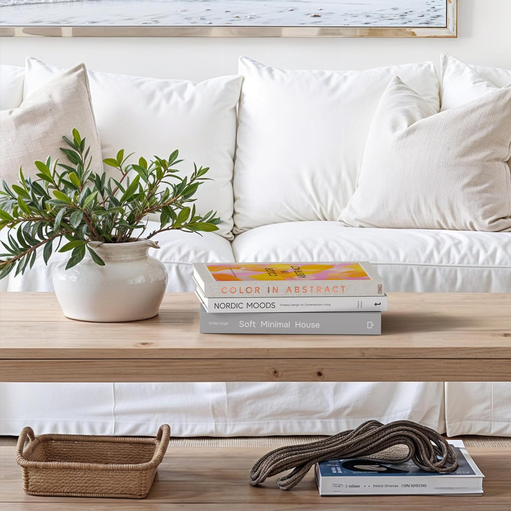 Decorative Books, Set of 4 Faux Book Storage Boxes for Coffee Table | Hardcover faux books with magnetic closure