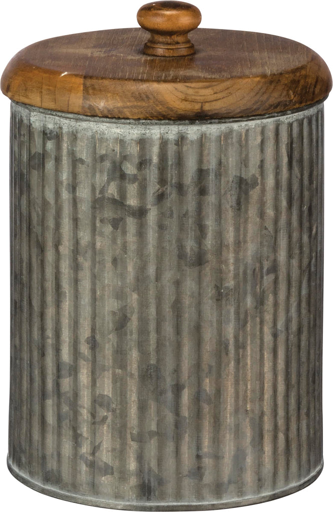 Rustic Style Canisters, Set of 3, Galvanized Metal and Wood