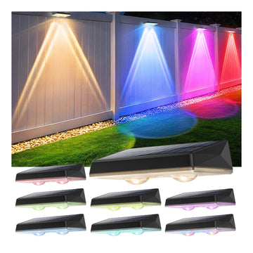 Solar Fence Lights Outdoor, 8-Pack Fence Lights Solar Powered, IP67 Waterproof Dusk to Dawn Auto On/Off 12+