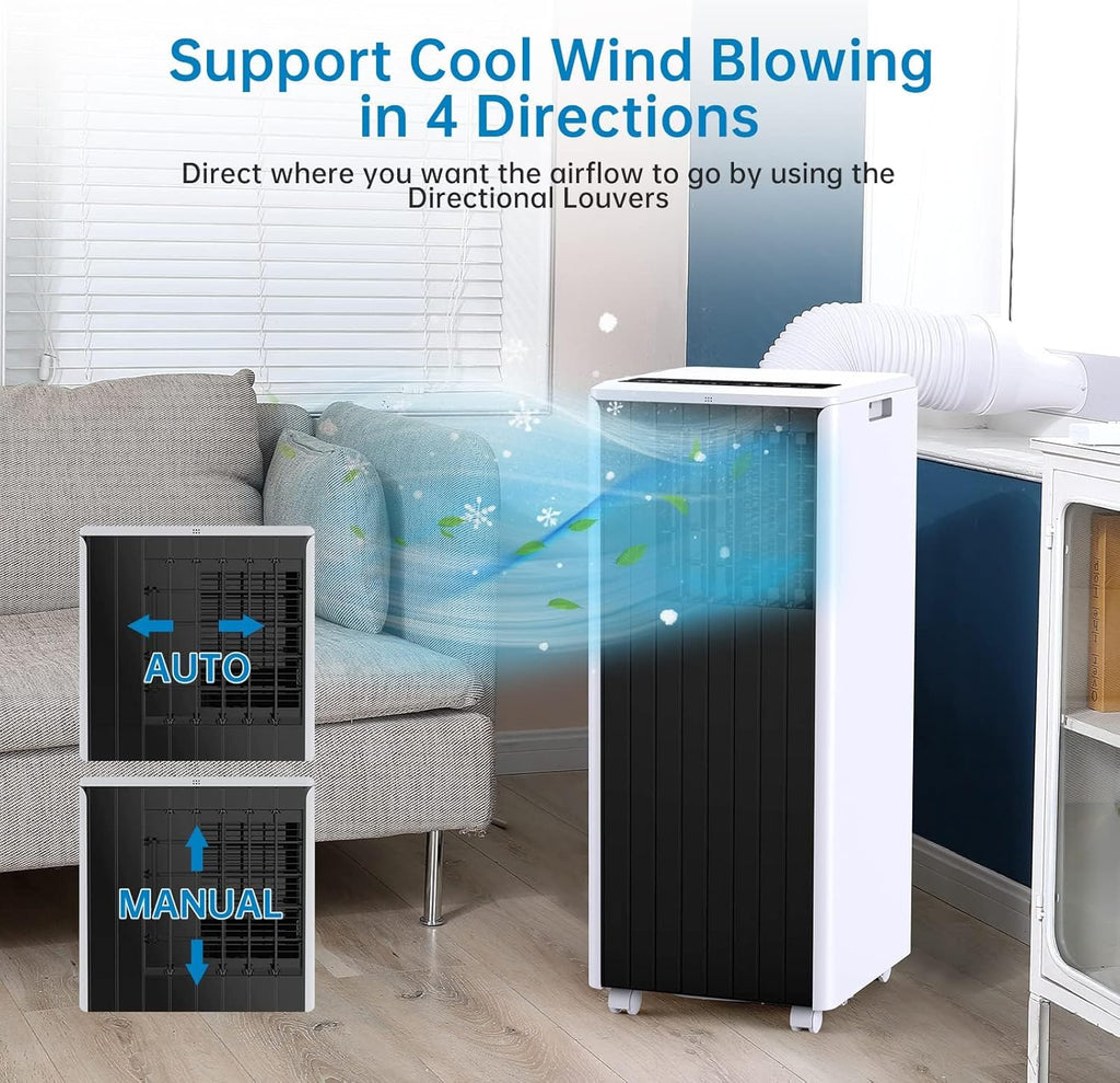 8,000 BTU Portable Air Conditioner - 3-in-1 AC Unit with Cooling, Dehumidifier & Fan for Rooms Up to 350 sq.ft.