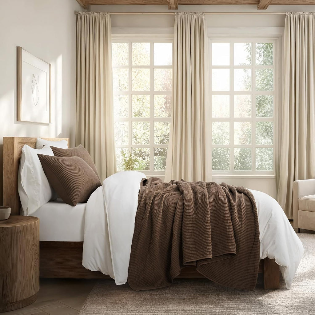 Cotton Coverlet Set 3 Pieces, Lightweight Soft Ribbed Matelassé Bedspread Quilt Set, Cozy Oversized Quilted