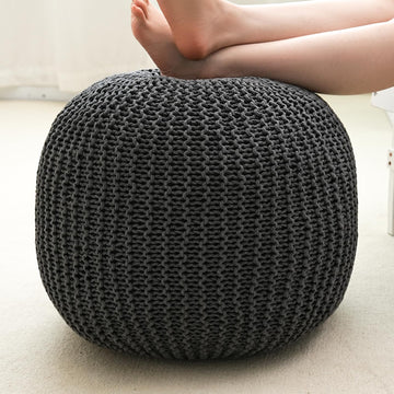 Pouf Ottoman Stuffed Round Modern Foam Filled Foot Rest Poufs Chair Decorative 20 X 14 Inches Boho Relax Stool for