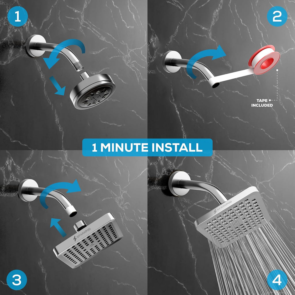 Shower Head - High Pressure Rain - Premium Quality Luxury Design