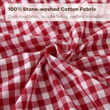 Red White Plaid Ruffled Table Cloth Rectangular for Seat 8-10, 100% Washed Cotton Buffet Cottage Coq