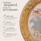 Antique Cherubs Sky Gold Trim Round Chandelier Ceiling Medallion for Home Improvement 36 Inch Diameter Polystyrene