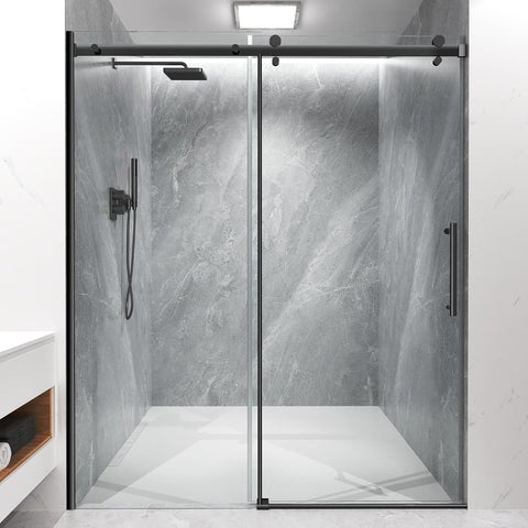 Frameless Shower Door, 56-60" W x 72" H Sliding Glass Shower Door, 5/16" (8mm) SGCC Tempered Glass