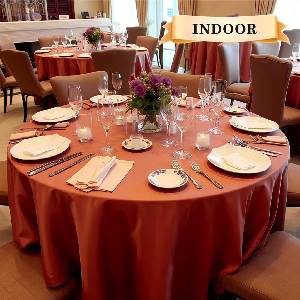 6 Pack Thanksgiving Round Tablecloth 90 Inch Burnt Orange