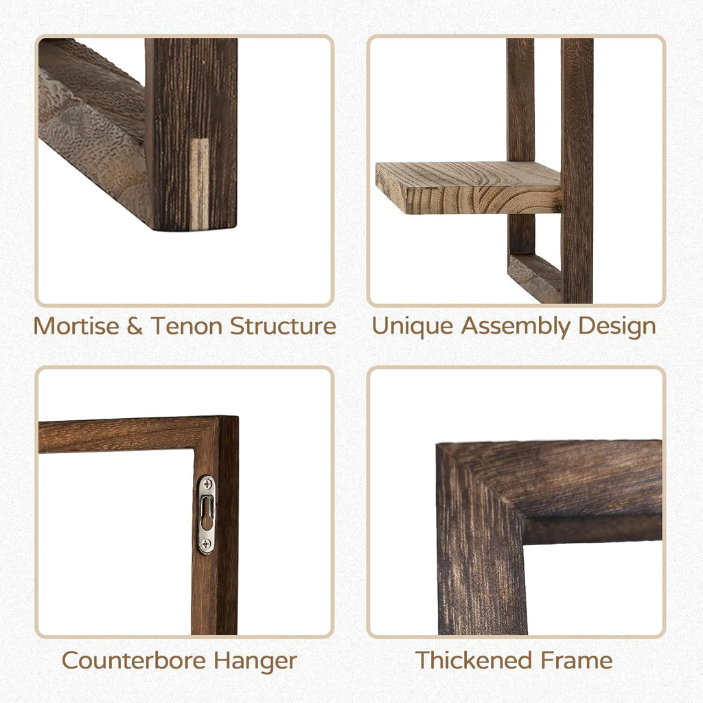 Rustic Wooden Floating Shelves: Farmhouse wall Decor, Set of 4 | Lightweigh Decorative wall shelf