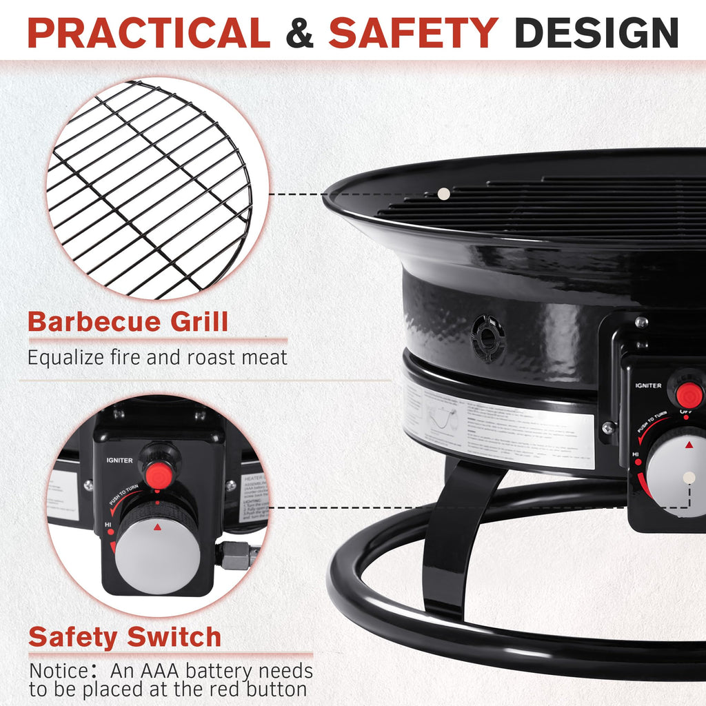 19 Inch Smokeless Propane Fire Pit 53000 BTU Portable