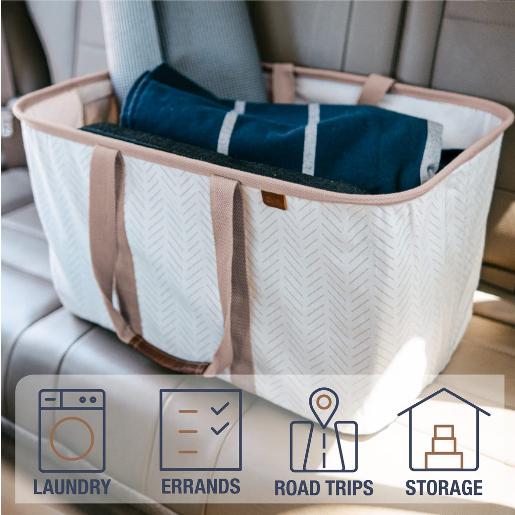 Collapsible Fabric Laundry Basket Tote Premium, Mocha, 2 Pack
