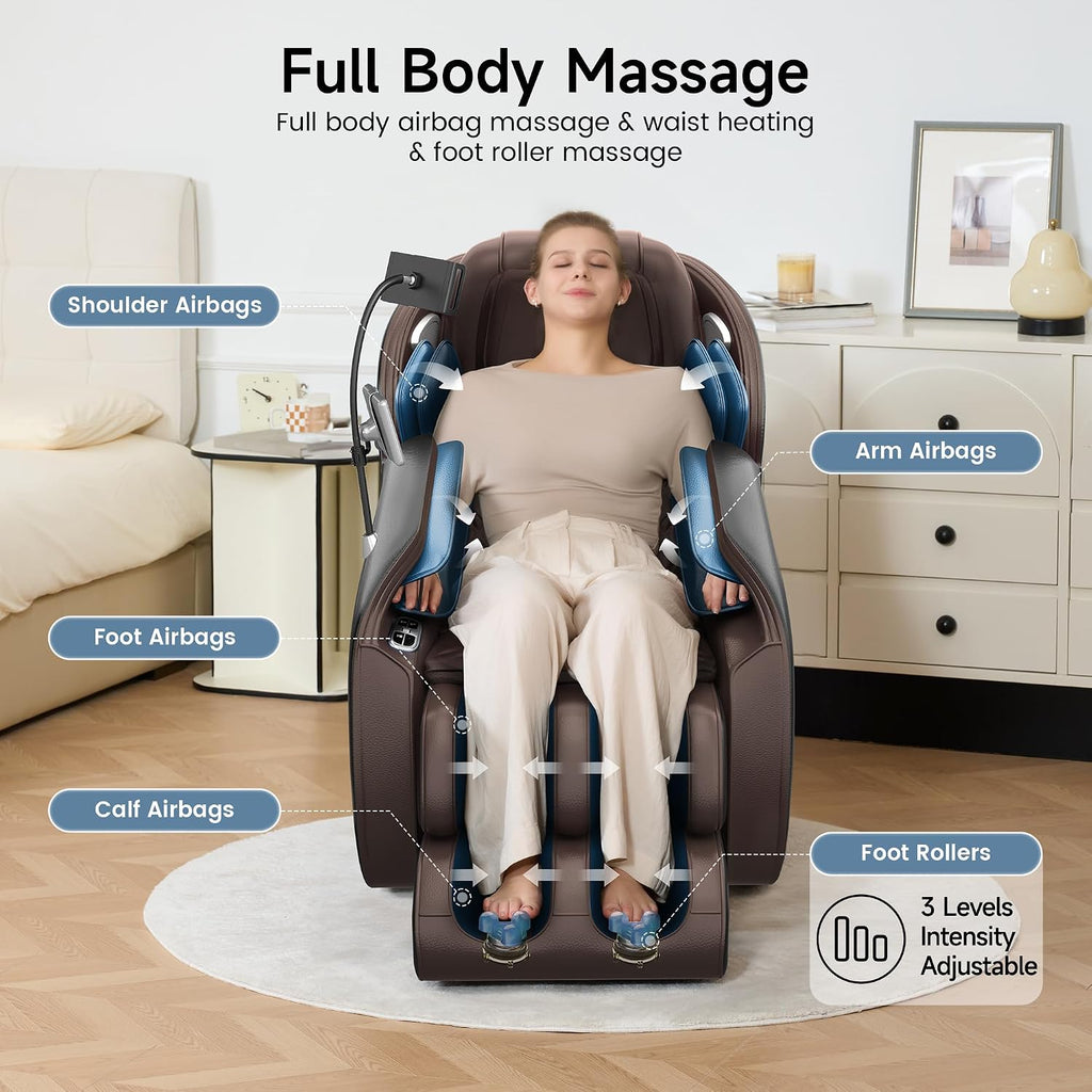 Massage Chair Full Body with Unique Phone Controller,Heart and Blood Measurement, Zero Gravity 3D SL-Track Recliner
