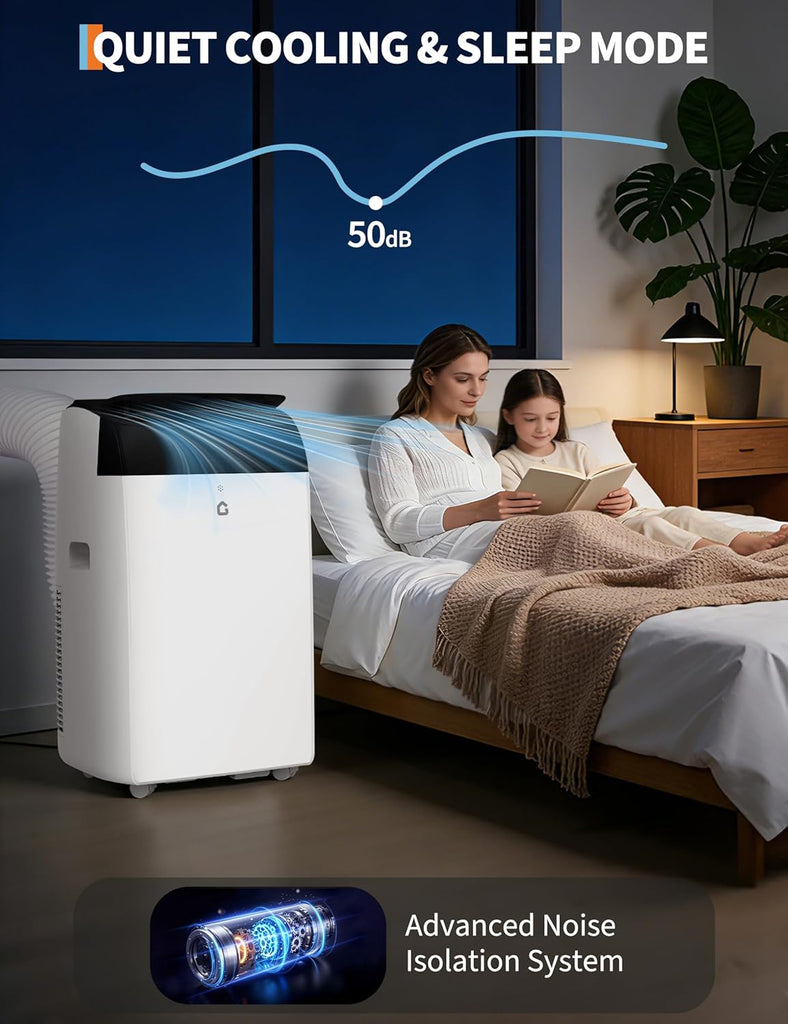 14000 BTU Portable Air Conditioner with Follow Me Function, 3-in-1 AC Includes Remote & Full Window Kit