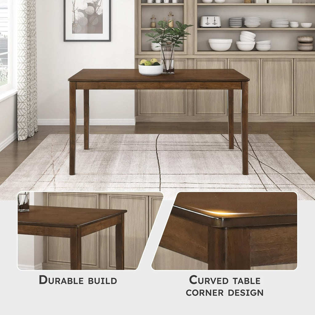 55.5" Dining Table for 4, Modern Rectangular Dining Room Table, Wood Dining Table, Modern Wood Table with Solid Wood