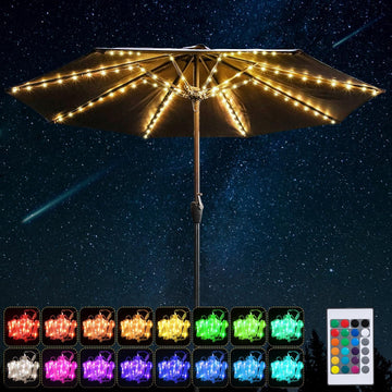 Patio Umbrella String Lights, 104 Bright LEDs 12 Modes USB Battery Operated Cordless Umbrella Light