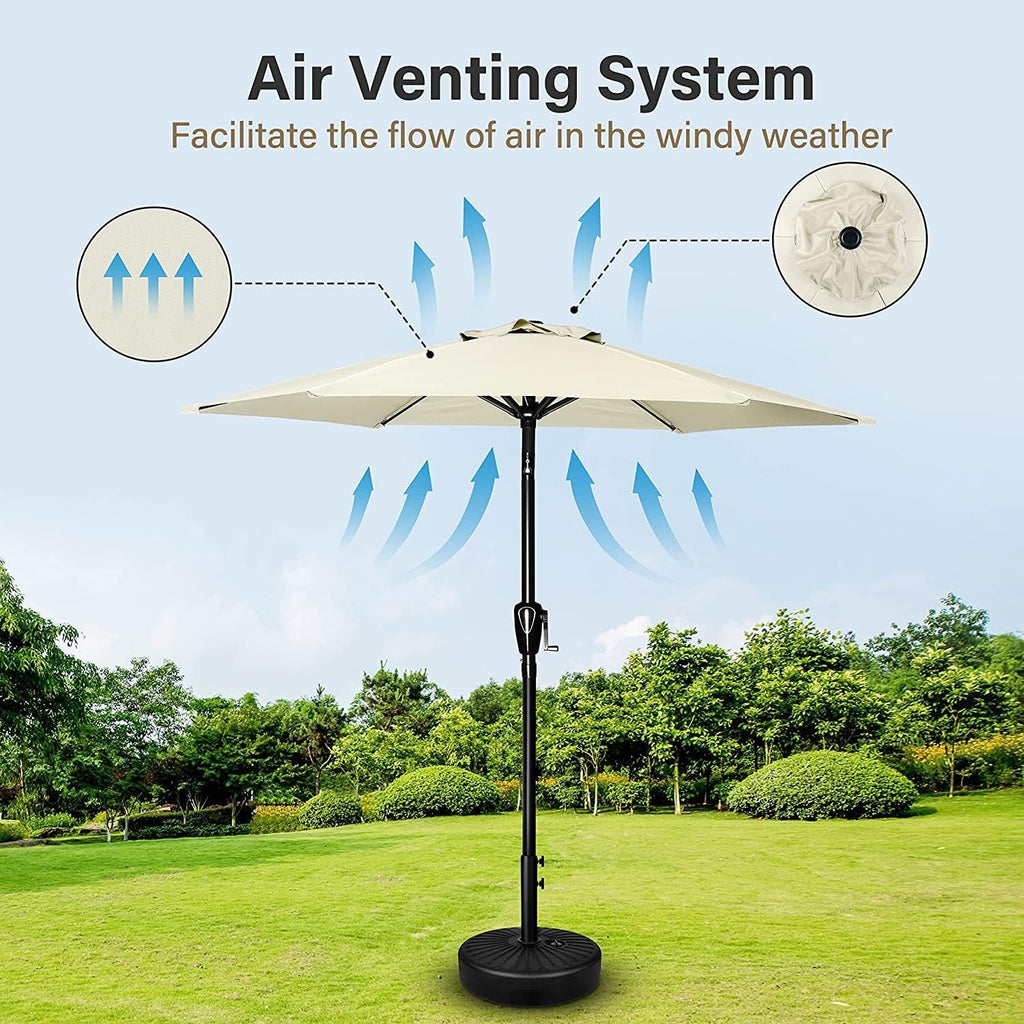 9FT Outdoor Patio Umbrella Table Market Umbrella with Push Button Tilt and Crank, 8 Sturdy Ribs - Ft-creamy White