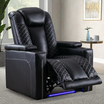 Electric Power Recliner Chairs, Soft PU Leather Single Seat Home Theater Seating with USB Ports, Reclining Sofa Chair
