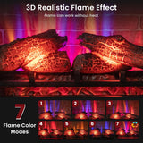 27 Inch Electric Fireplace with Mantel, 3-Sided Glass View, Wooden Surround Firebox, Freestanding Heater with 7 Flame Colors, Remote Control, Timer, Overheat Protection, 1400W, White