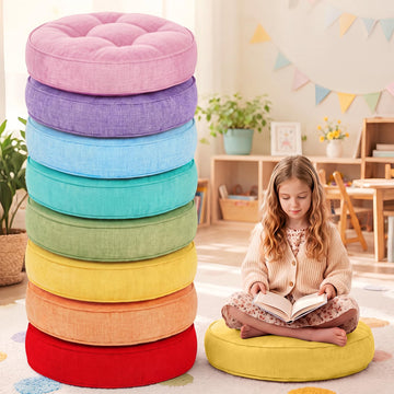 8 Pcs Round Floor Pillows for Classroom, 15.7"x15.7", Multicolor