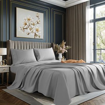 100% Egyptian Cotton Sheet Set 4Pcs, 16" Deep Pocket, 1000 TC Full Size