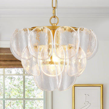 1-Light Modern Glass Pendant Light Gold Finish, Vintage Pendant Chandelier for Entryway, Unique Hanging Light Fixture